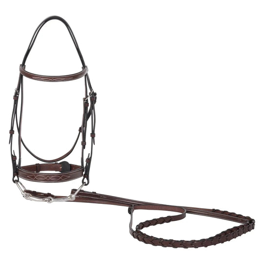 Huntley Equestrian Sedgwick Fancy Stitched Square Raised Hunter Bridle with Reins