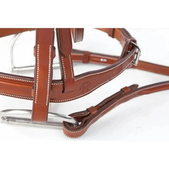 Huntley Equestrian Sedgwick Fancy Stitched Square Raised Hunter Bridle with Reins